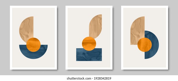 Set of creative minimalist illustrations for wall decoration, postcard or brochure cover design. Vector EPS10.