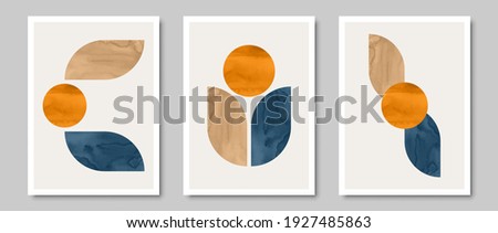 Set of creative minimalist illustrations for wall decoration, postcard or brochure cover design. Vector EPS10.