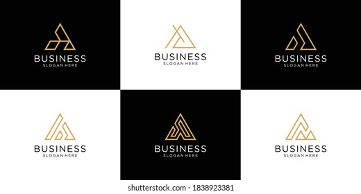 Set a creative minimalist a letter collection logo design template