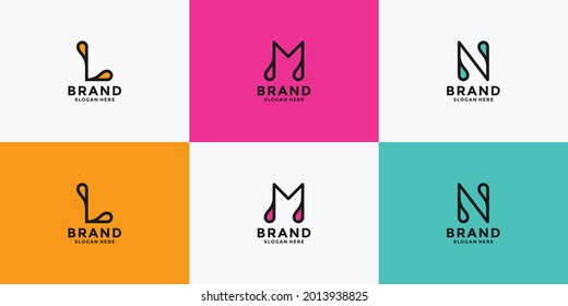 set creative minimalist letter O M N logo design