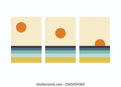 Set of creative minimalist modern line art print. Abstract mountain contemporary aesthetic backgrounds landscapes vector illustrations