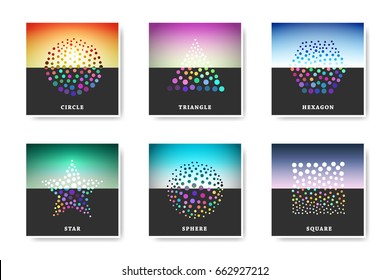 Set of creative minimalistic designs for universal cards. Available for printing products,  poster, brochure and web.