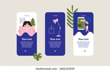 Set of creative mobile template designs. Vector illustration concepts for website and mobile website design and development, business apps, social media apps, creative and study