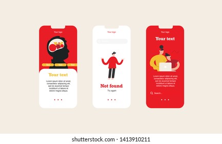 Set of creative mobile template designs. Vector illustration concepts for website and mobile website design and development, business apps, social media apps, creative and study.