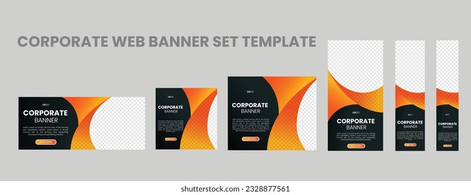 conjunto de plantillas web de diseño de banner Moderno creativo Set with a place for photo.Resumen de diseño de banner plantilla web Set, Business y banner. Plantilla vertical, horizontal y cuadrada. Portada de medios sociales.