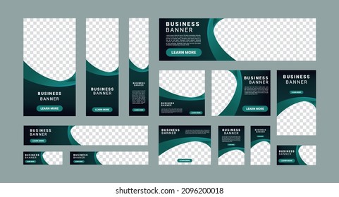 Set of creative modern business ad banner with a place for photos. Business brochure flyer design template. Vertical, horizontal and square template. Illustration vector