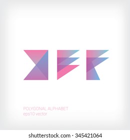 Set of creative modern polygonal vector letters for company or business symbols. Overlapping gradient retro style. Eps10 vector illustration.