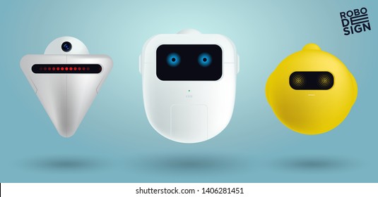 Set of creative modern robots vector character - Vector