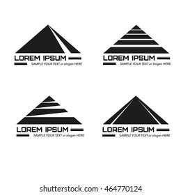 Set creative monochrome logos with stylized design pyramid vector illustration
