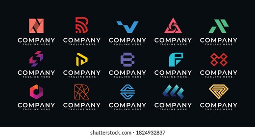 Set of creative monogram letter abstract logo design template. the logo can be used for building company and etc.