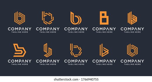 set of creative monogram letter B logo design template. The logo can be used for building company.