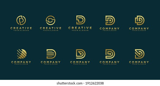 Conjunto de creativo modelo de diseño del logotipo de letra de monograma d con estilo de círculo Vector Premium