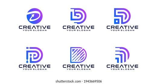 Conjunto de plantillas de inspiración para el diseño del logotipo D de la letra de monograma creativa para la consultoría, iniciales, empresas financieras