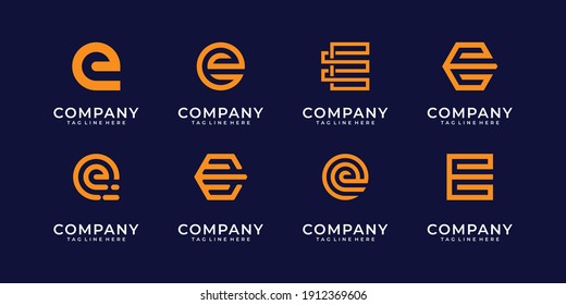 Set of creative monogram letter e logo design template. the logo can be used for business company.