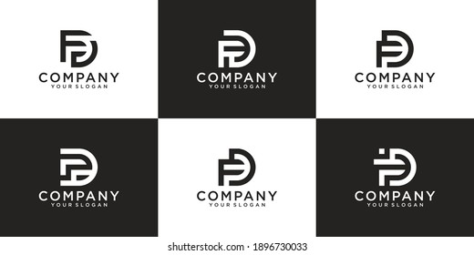 Set of creative monogram letter fd logo design inspiration