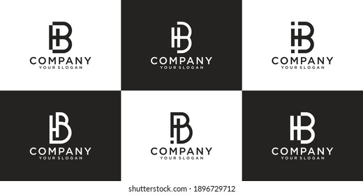 Set of creative monogram letter hb logo design inspiration