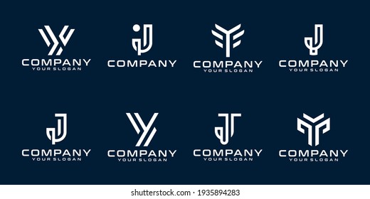 Set of creative monogram letter logo design templates