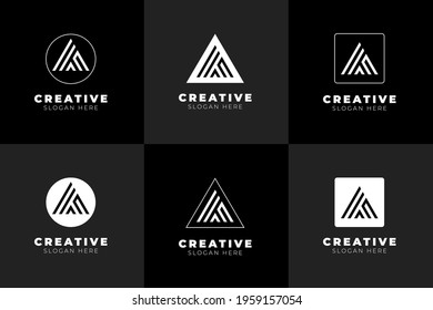set of creative monogram letter a logo design template