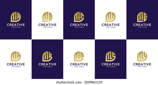 Set of creative monogram letter m logo template