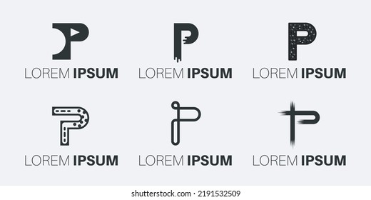 Set of creative monogram letter p logo design