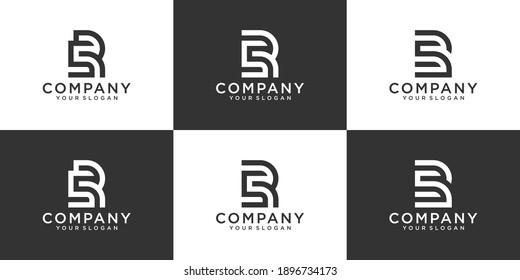 Set of creative monogram letter sr logo template