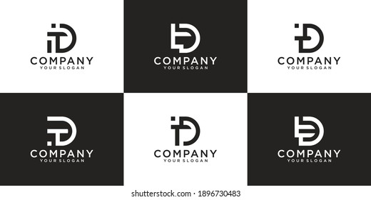 Set of creative monogram letter TD logo design inspiration