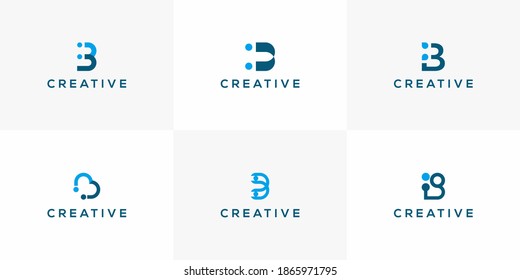 Set of creative monogram logo design template letter b