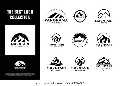 Set of creative mountain logo design collection.