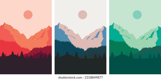 Set of creative mountains draw. Design for your cover, date, postcard, banner, logo.