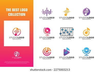 Set of creative music logo design inspiration.