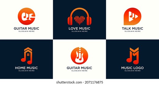 set of Creative Music Logo. For modern Business company brand logo design vector illustration.