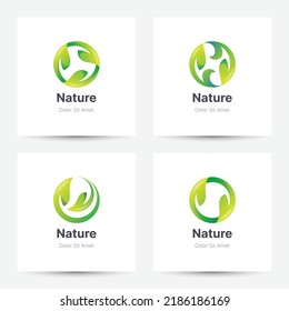 Set of creative nature leaf logo gradient