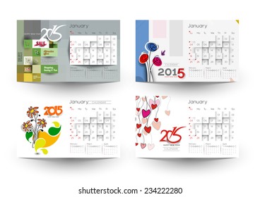 Set of Creative New Year Calendar 2015 Background. 