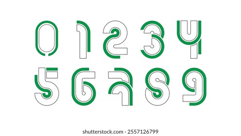 set of creative number 0 to 9 logo designs. abstract number design vector illustration