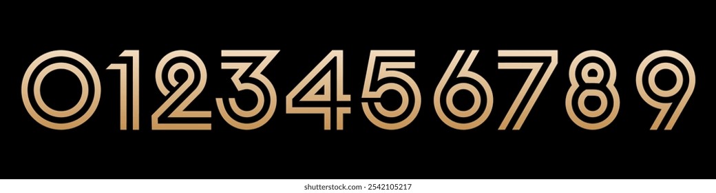 set of creative number 1 to 10 logo designs. abstract number gold color design vector illustration