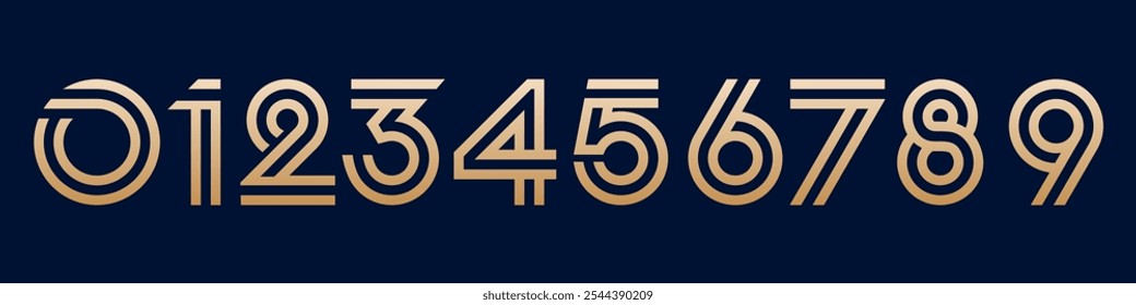 set of creative number 1 to 10 logo designs. abstract number gold color design vector illustration