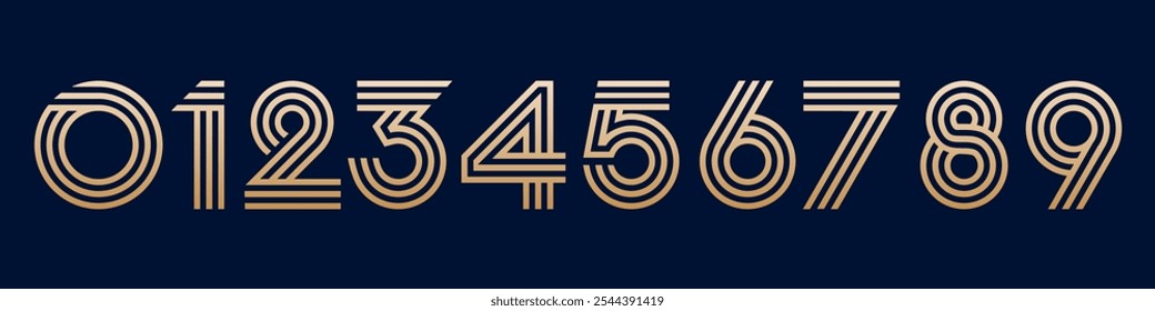 set of creative number 1 to 10 logo designs. abstract number gold color design vector illustration