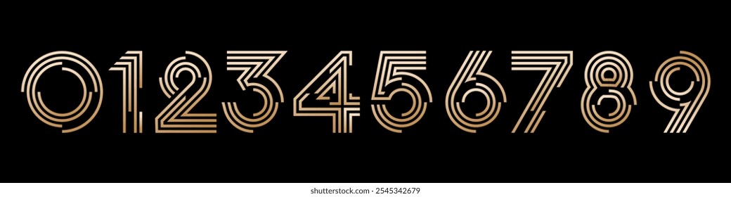 set of creative number 1 to 10 logo designs. abstract number gold color design vector illustration
