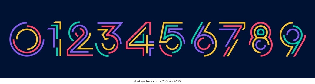 set of creative number 1 to 10 logo designs. abstract number colorful design vector illustration