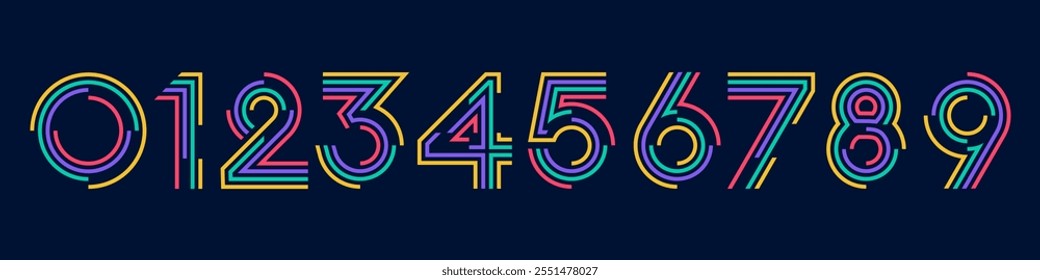 set of creative number 1 to 10 logo designs. abstract number colorful design vector illustration
