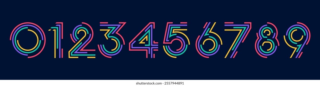 set of creative number 1 to 10 logo designs. abstract number colorful design vector illustration