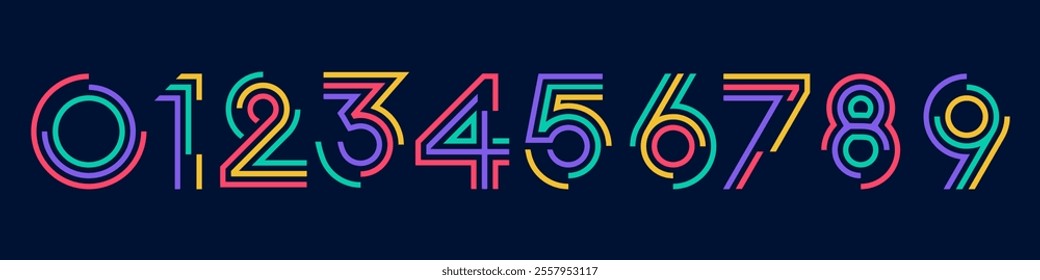 set of creative number 1 to 10 logo designs. abstract number colorful design vector illustration