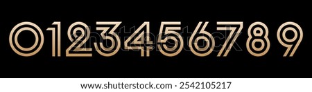 set of creative number 1 to 10 logo designs. abstract number gold color design vector illustration