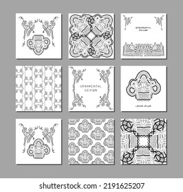 Set of creative ornamental design templates. Suitable for social media posts, mobile apps, banners design. Vector backgrounds illustration.
