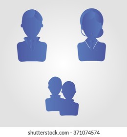 Set creative outline icon with people. Vector illustration