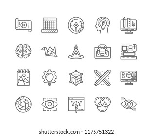 Set of Creative outline icons isolated on white background. Editable Stroke. 64x64 Pixel Perfect.