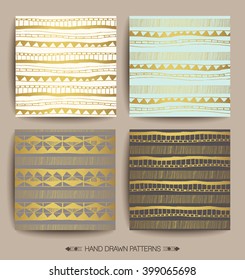 Set of Creative Patterns with Hand Drawn Textures. Geometric print. ethnic hipster backdrop. Patterns for Placards, Posters, Flyers and Banner Designs.