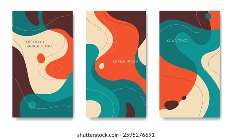 A set of creative posters with abstract hand-drawn elements.