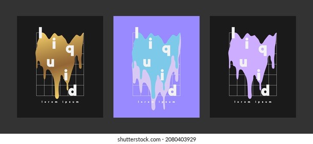 Afiches creativos con diseños brillantes. La fusión de gráficos en un fondo sólido crea la impresión de que se va a pintar sobre el papel