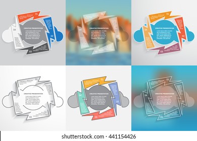 Set of creative presentation pie charts, annual report templates